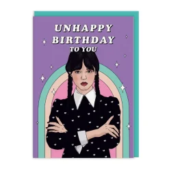 Wednesday Addams Unhappy Birthday Card- Greeting Cards