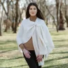 White Lambswool Draped Shawl- Scarves & Wraps