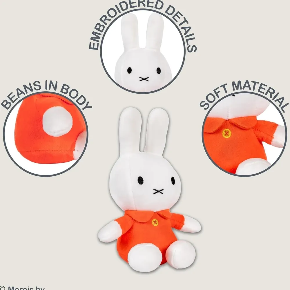 White Miffy 8" Plush Toy with Orange Dress- Soft Toys|Toys
