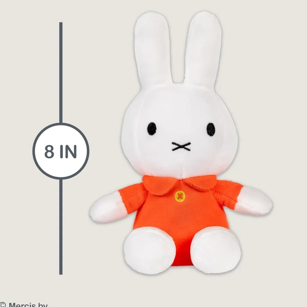 White Miffy 8" Plush Toy with Orange Dress- Soft Toys|Toys