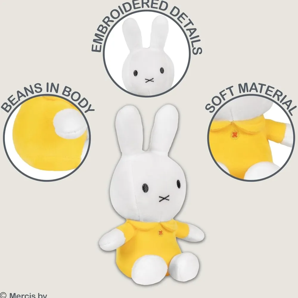 White Miffy 8" Plush Toy with Yellow Dress- Soft Toys|Toys