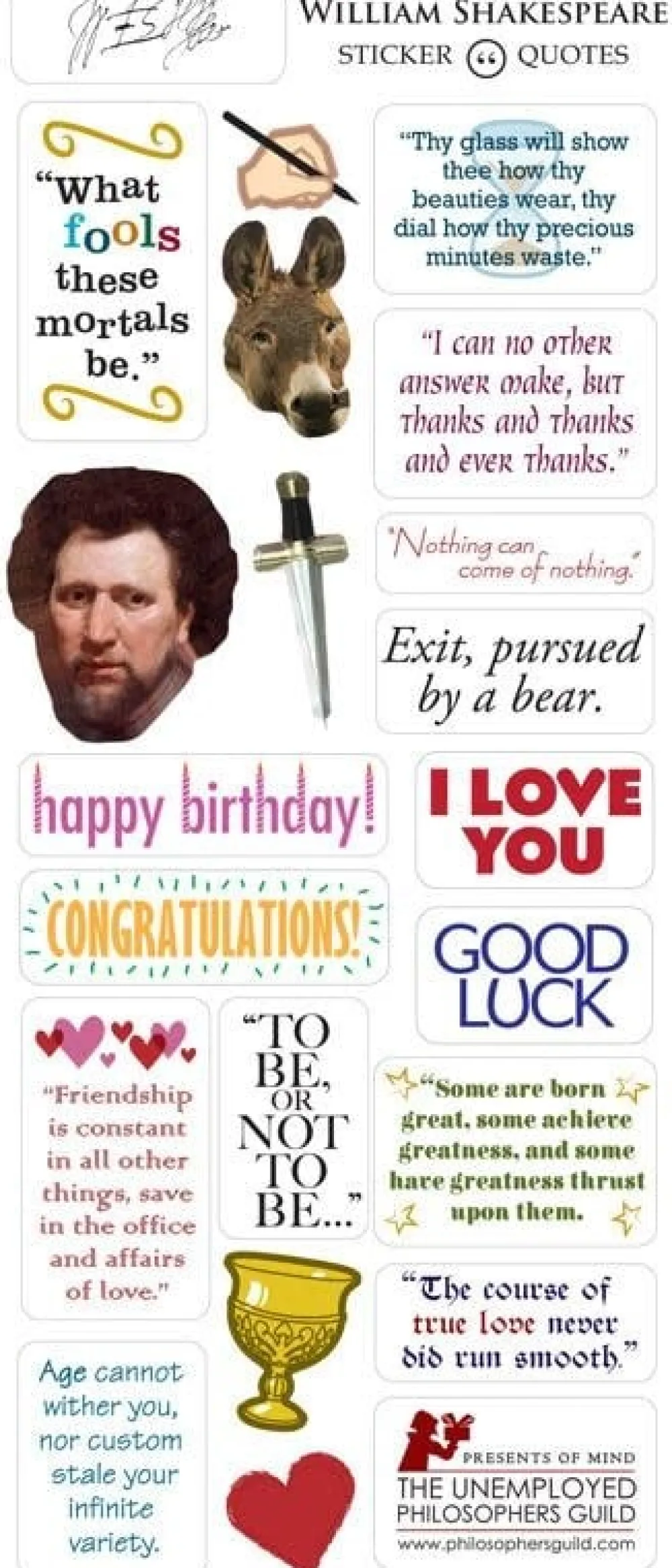 William Shakespeare Quotable Notable Greeting Card- Cultural Icons|Greeting Cards