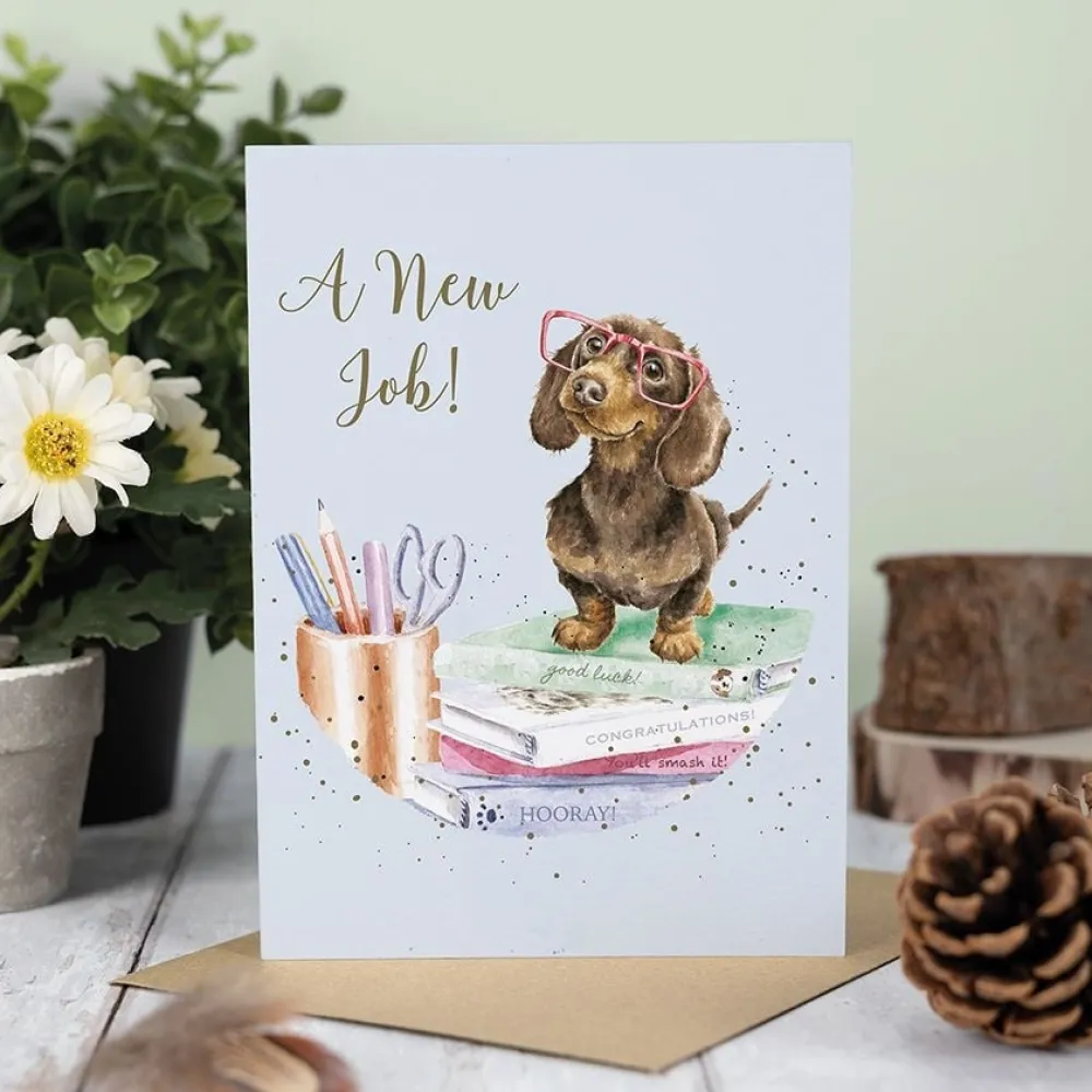 Wrendale 'A Paw-some New Job' Dachshund New Job Card- Greeting Cards