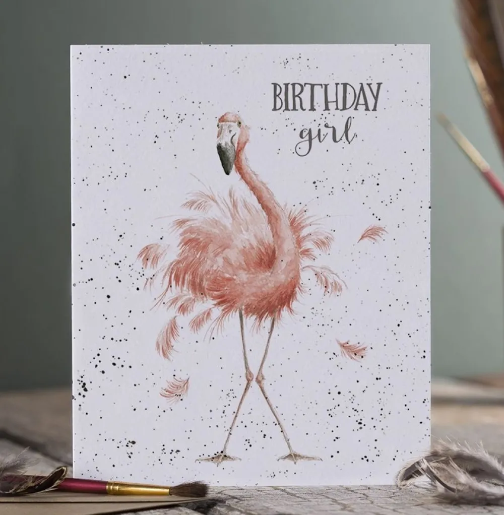 Wrendale 'Birthday Girl' Flamingo Birthday Card- Greeting Cards