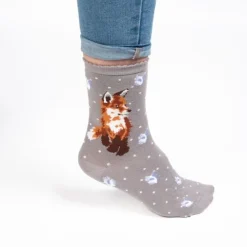 Wrendale 'Born to be Wild' Fox Gray Women's Socks- Socks