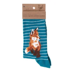 Wrendale 'Born to Be Wild' Fox Striped Blue Women's Socks- Socks