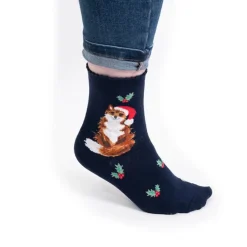 Wrendale 'Festive Fox' Navy Women's Socks- Socks