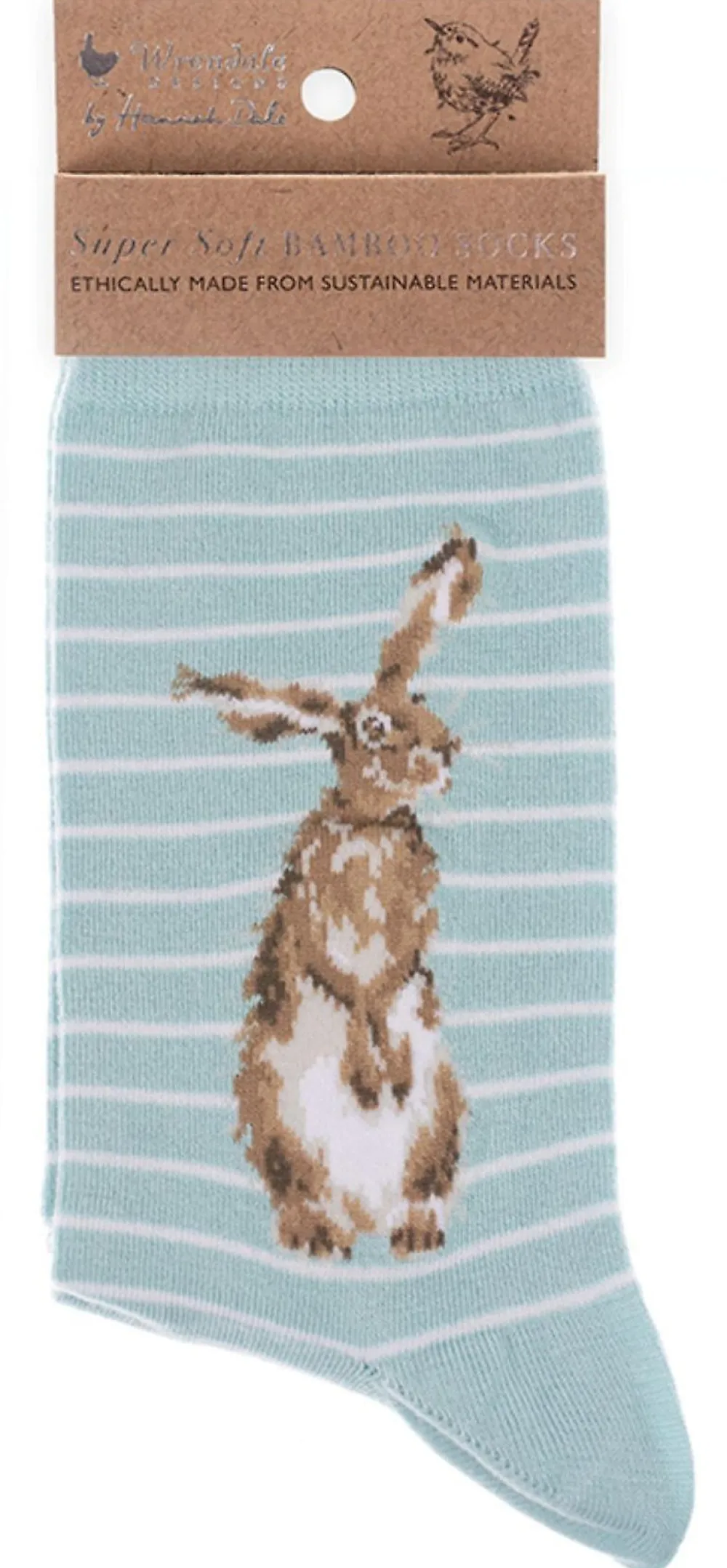 Wrendale 'Hare & the Bee' Hare Striped Pale Blue Women's Socks- Socks
