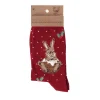 Wrendale 'Little Pudding' Christmas Rabbit Red Women's Socks- Socks