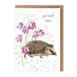 Wrendale 'Little Wanderer' Hedgehog Get Well Soon Card- Greeting Cards