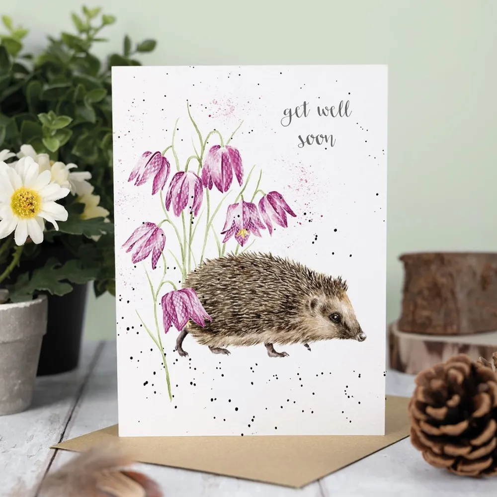 Wrendale 'Little Wanderer' Hedgehog Get Well Soon Card- Greeting Cards