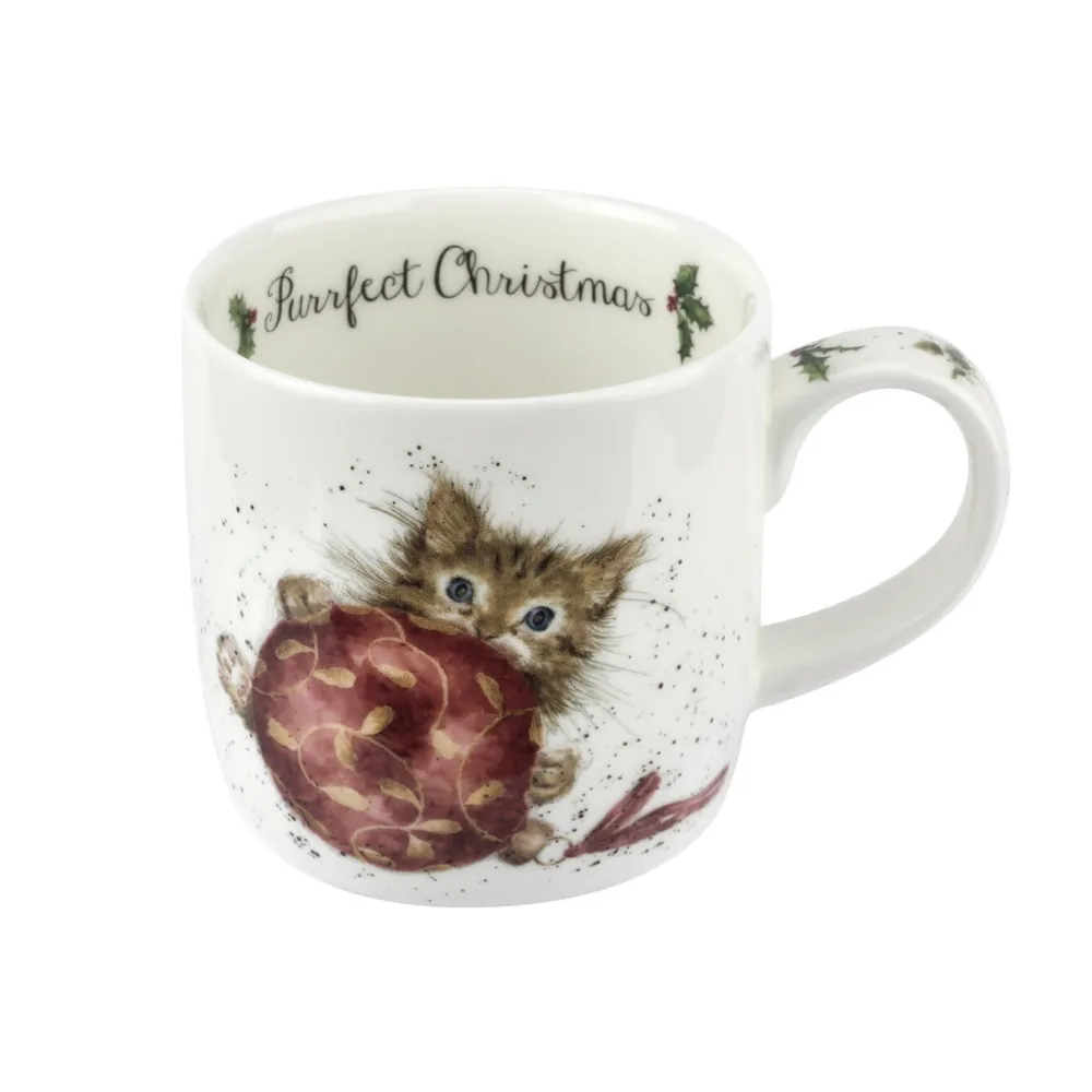 Wrendale Mug & Coaster Set Purrfect Christmas- Assorted Mugs