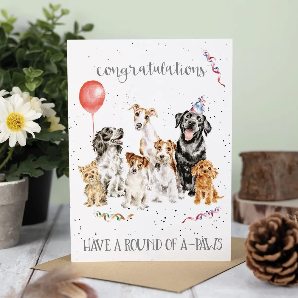 Wrendale Round of A-Paws Dog Birthday Card- Greeting Cards
