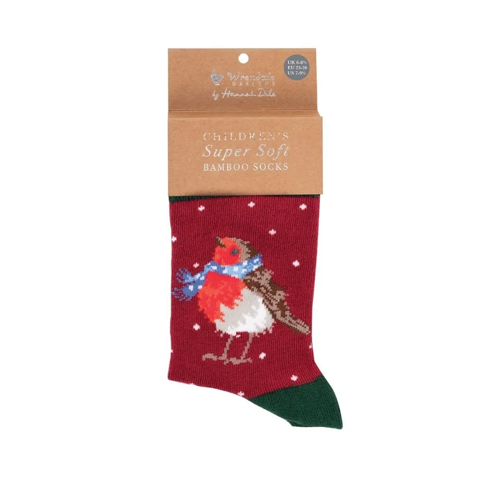 Wrendale 'Season's Tweetins' Robin Children's Large Sock- Socks|Childrenswear