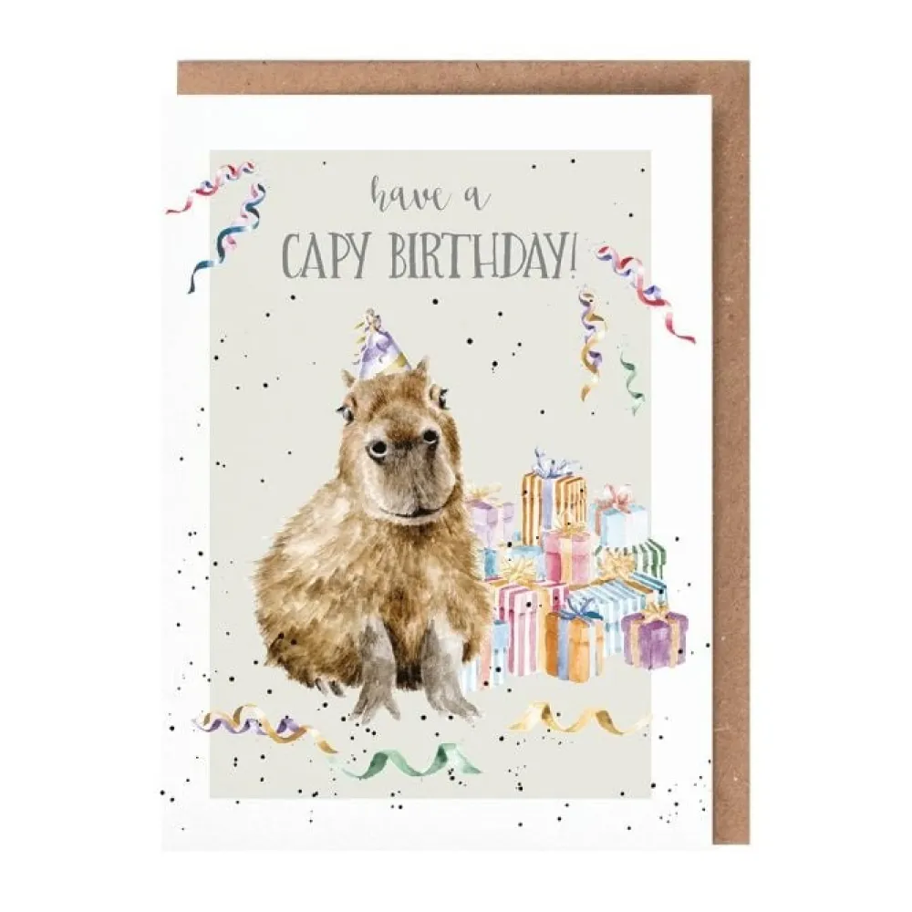 Wrendale 'The Happy-Bara' Capybara Birthday Card- Greeting Cards