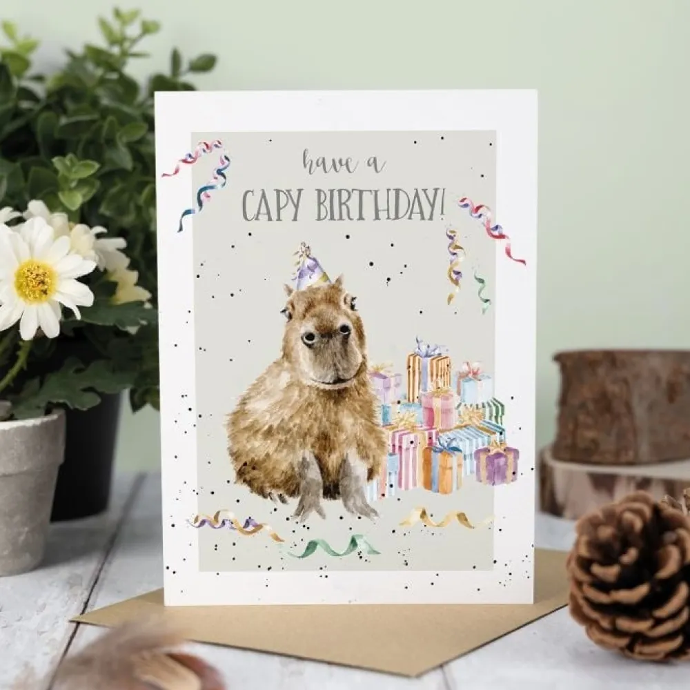 Wrendale 'The Happy-Bara' Capybara Birthday Card- Greeting Cards