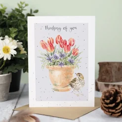 Wrendale 'The Meadow Pipit' Bird Thinking of You Card- Greeting Cards