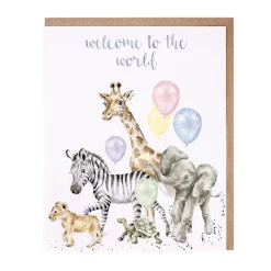 Wrendale 'Welcome to the World' Wild Animal New Baby Card- Greeting Cards