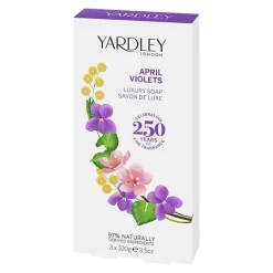 Yardley London April Violets Luxury Soap, Box of 3- Bar Soaps